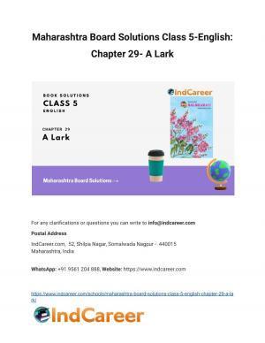Maharashtra Board Solutions Class 5-English: Chapter 29- A Lark