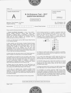  JKBOPEE B.Ed Kashmir / Special Education 2017 Question Paper