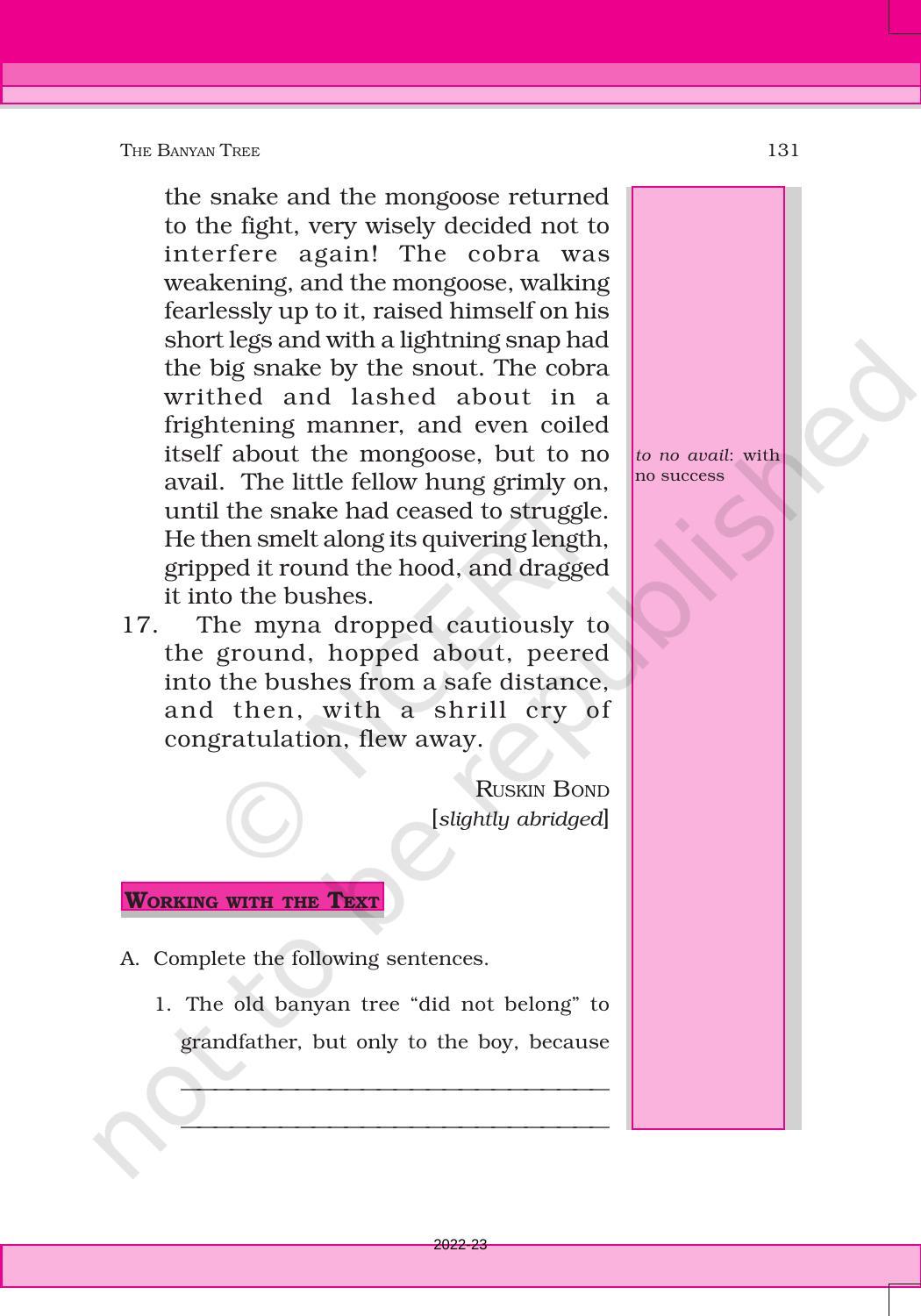 NCERT Book for Class 6 English(Honeysuckle) : Chapter 10-The Banyan Tree - Page 8