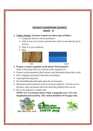 Worksheet for Class 4 Science Activity Assignment