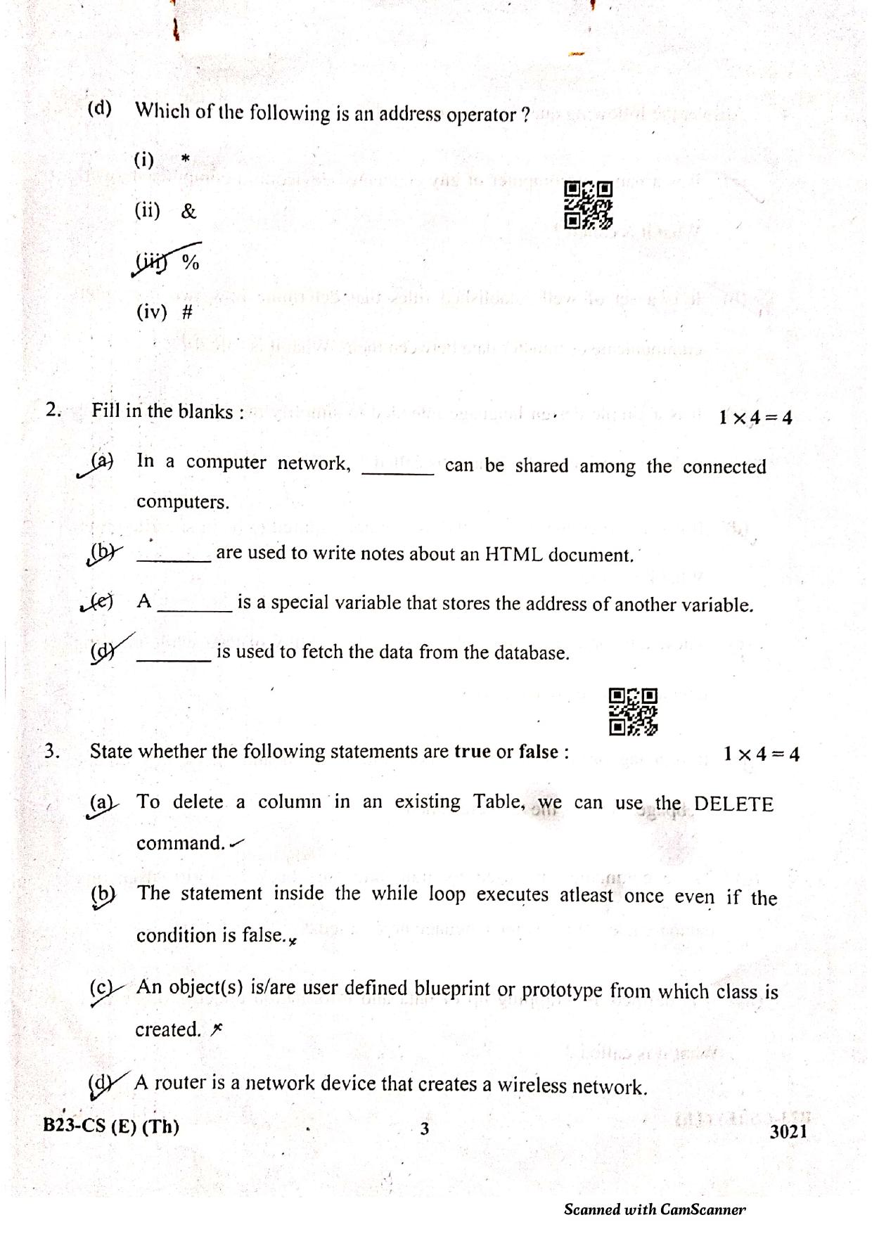 SEBA HSLC Computer Science (Elective) Question Paper 2023 - Page 3