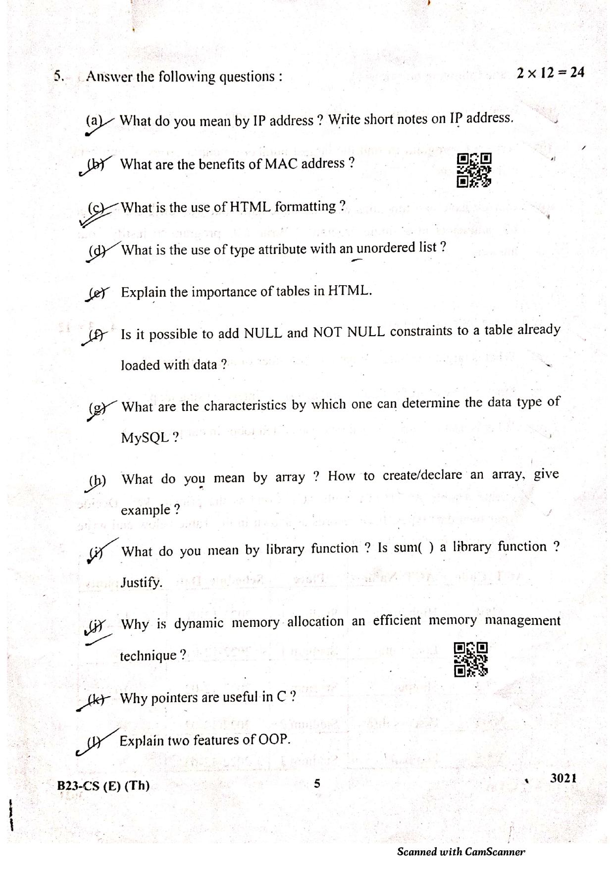 SEBA HSLC Computer Science (Elective) Question Paper 2023 - Page 5