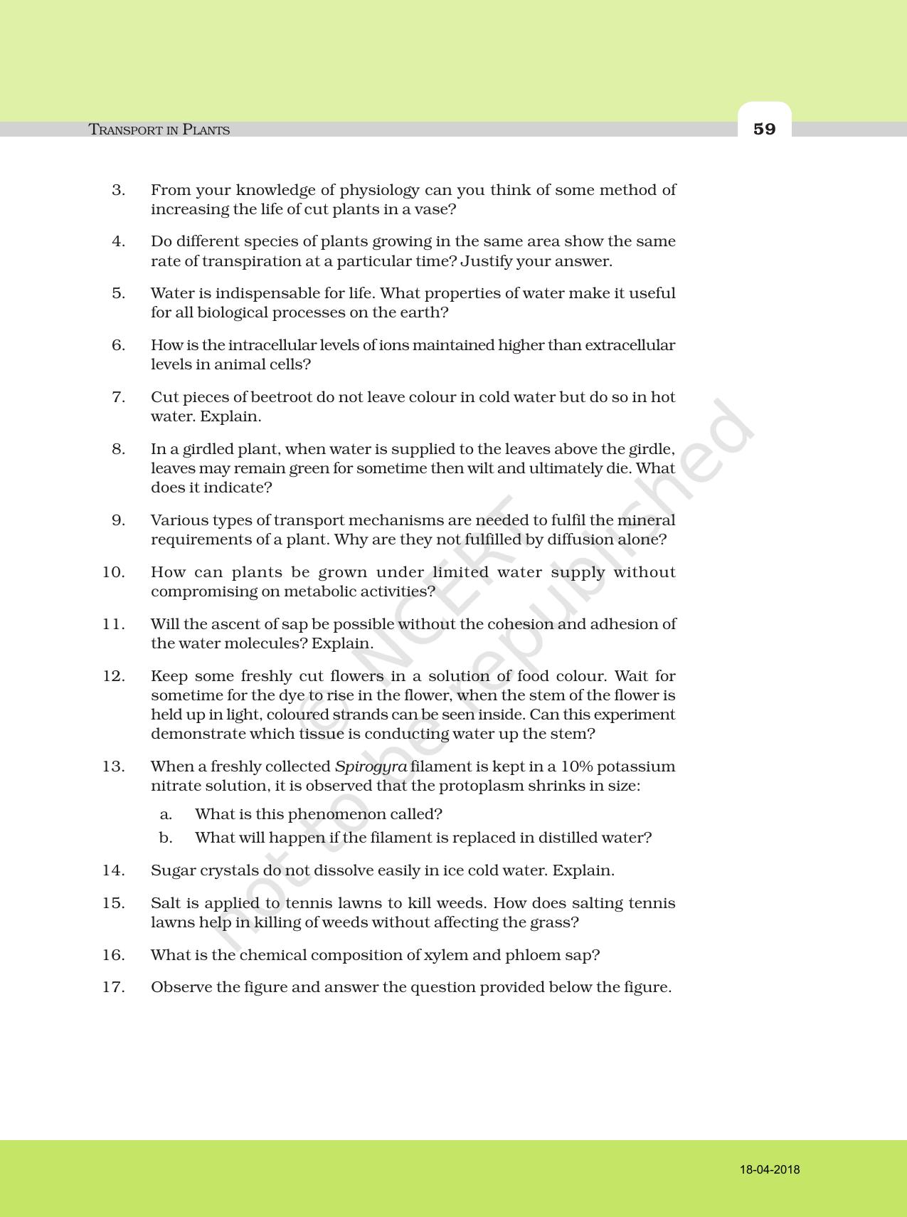 NCERT Exemplar Book for Class 11 Biology: Chapter 11 Transport in Plants - Page 6