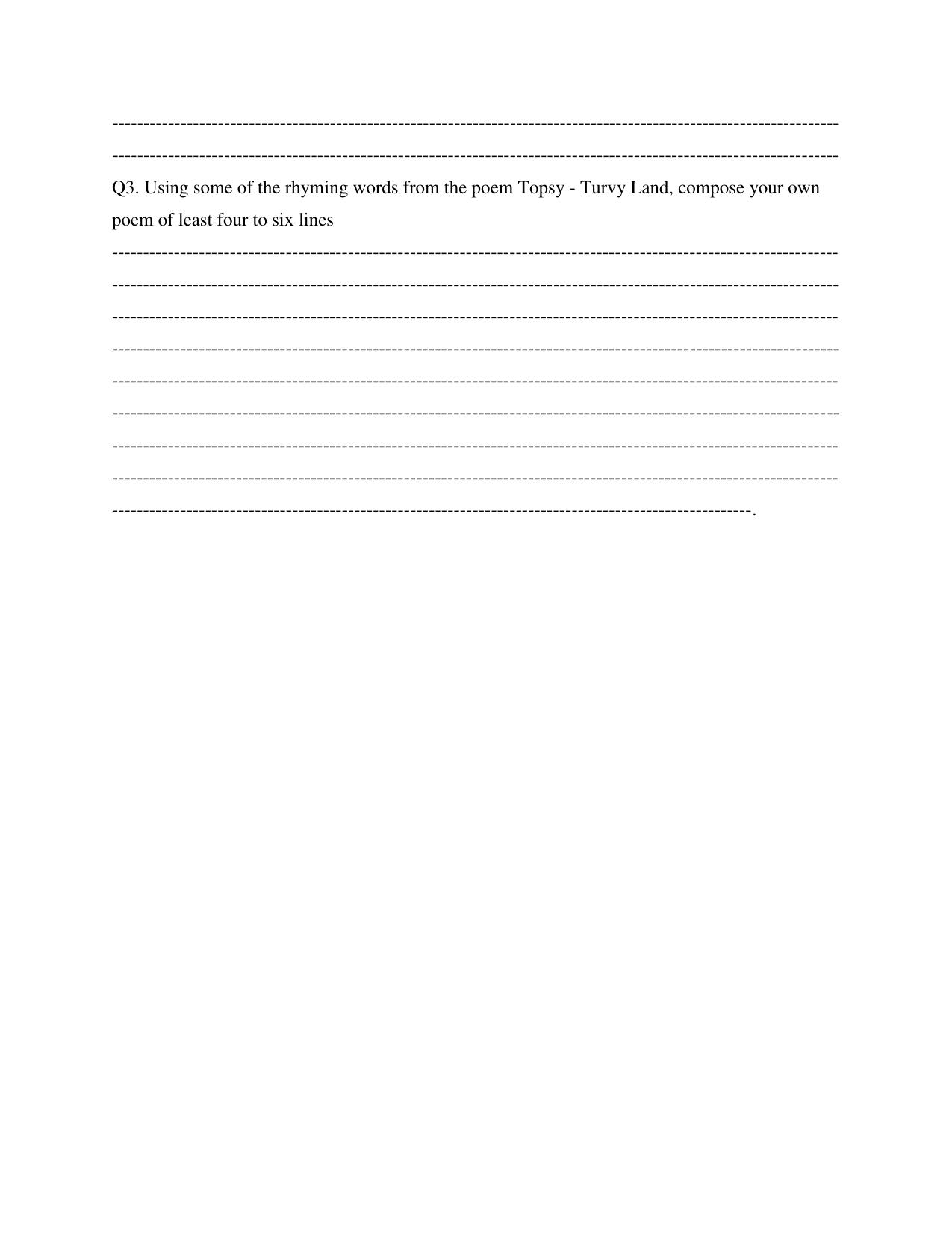 Worksheet for Class 5 English Topsy Turvy Land Assignment 2 - Page 2