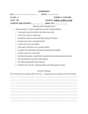 Worksheet for Class 5 English Topsy Turvy Land Assignment 2