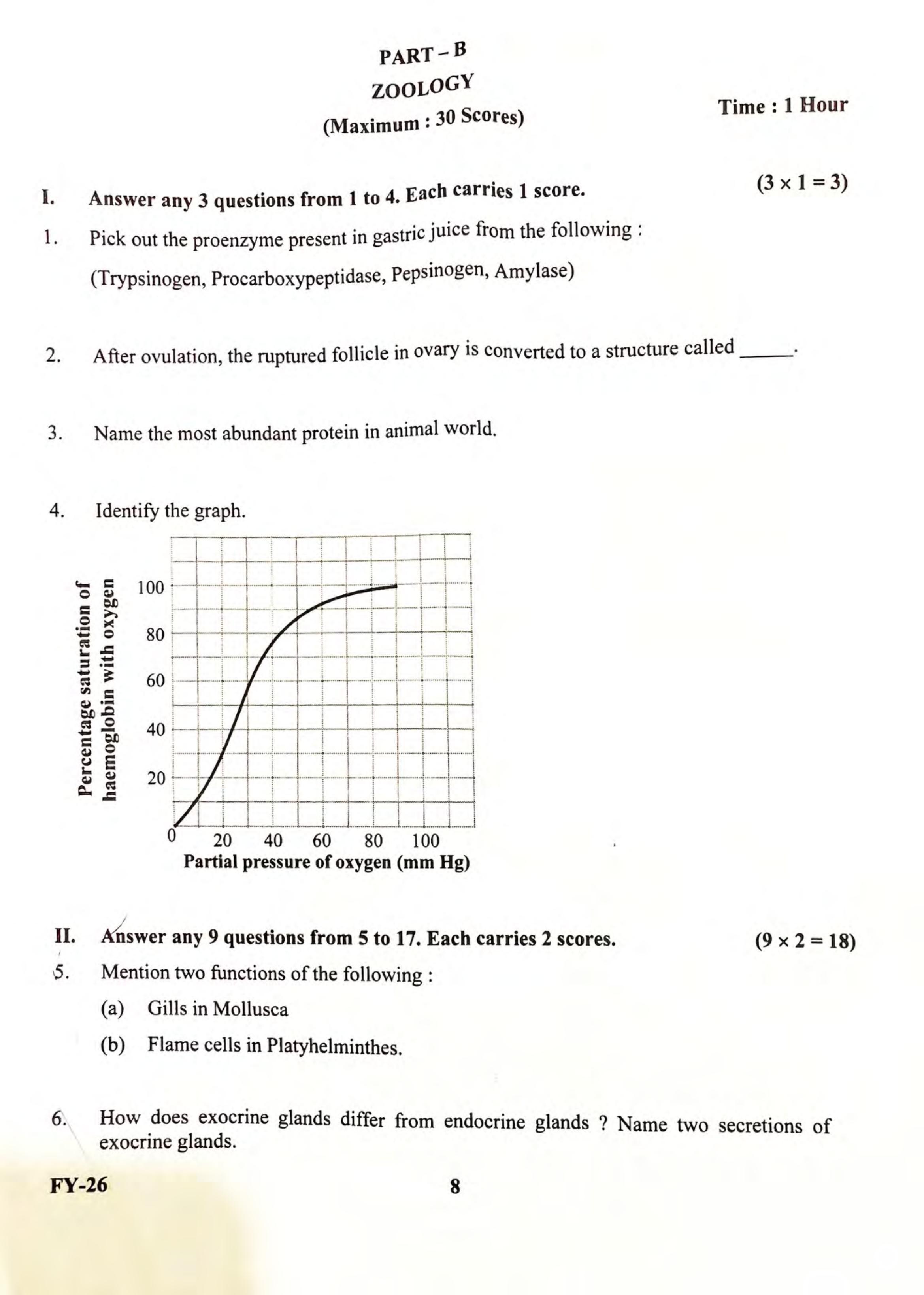 Kerala Plus One 2022 Zoology (Botany&Zoology) Question Paper - Page 2