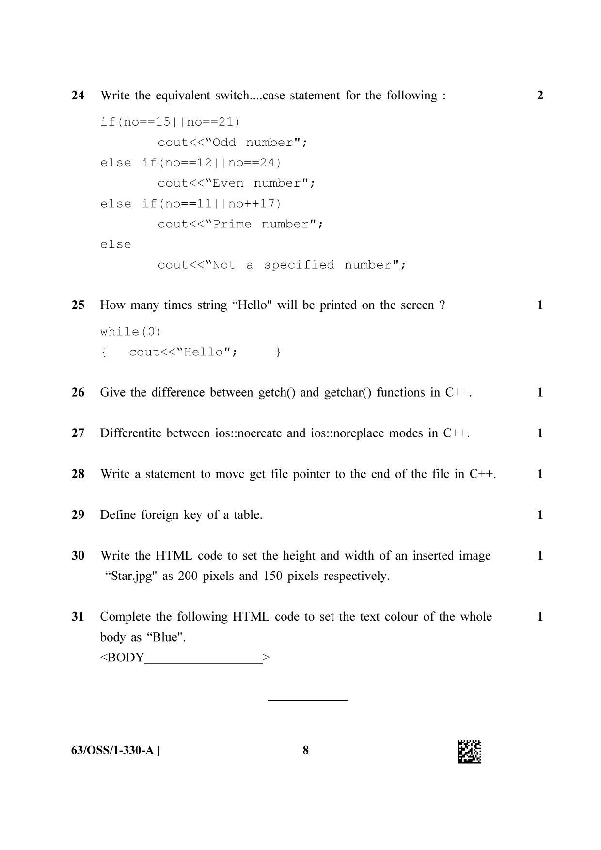 NIOS April 2022 Class 12 Computer Science Question Paper - Page 8