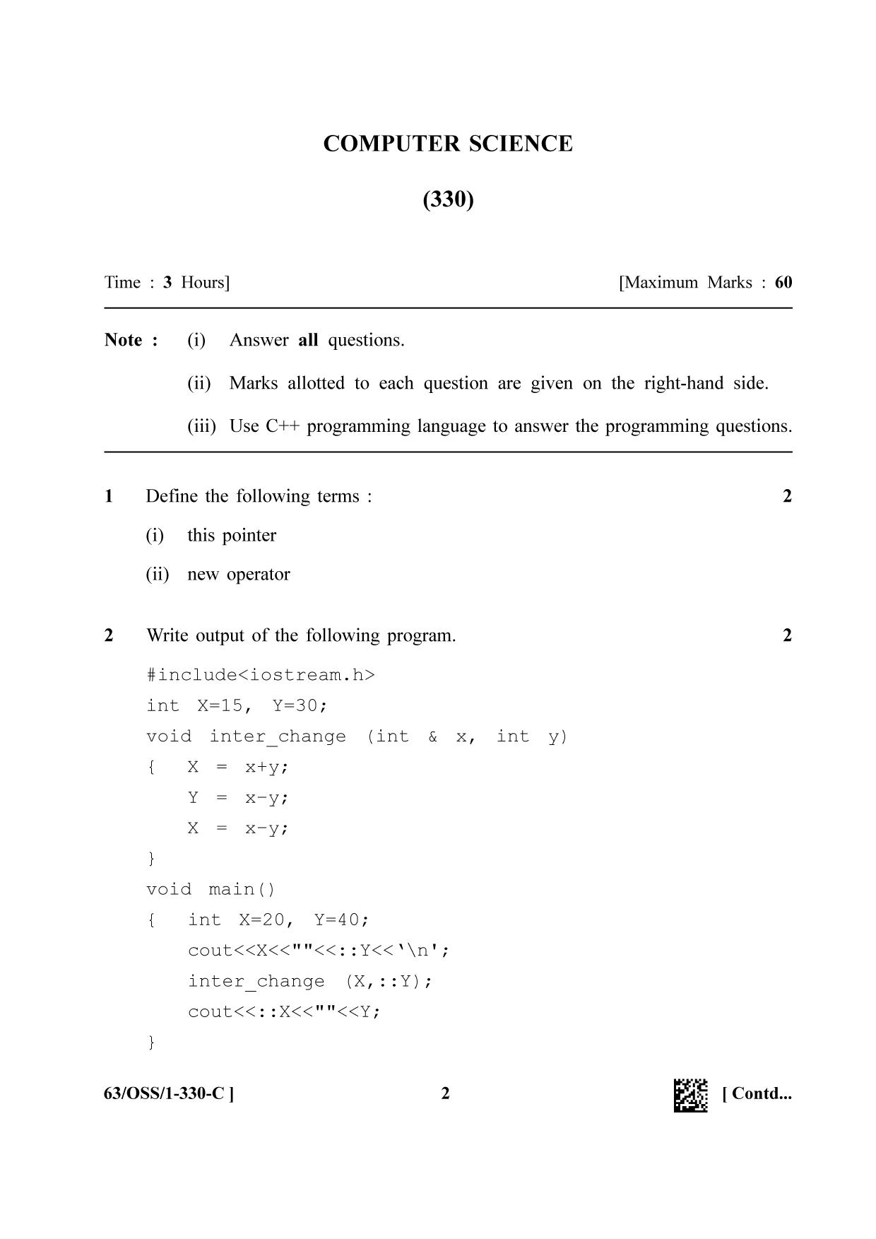 NIOS April 2022 Class 12 Computer Science Question Paper - Page 18