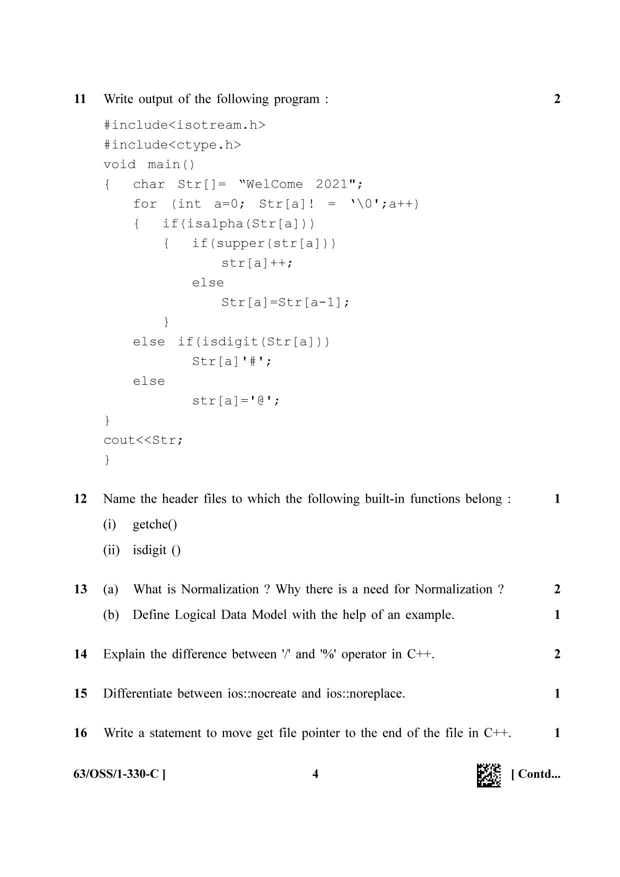 NIOS April 2022 Class 12 Computer Science Question Paper - Page 20