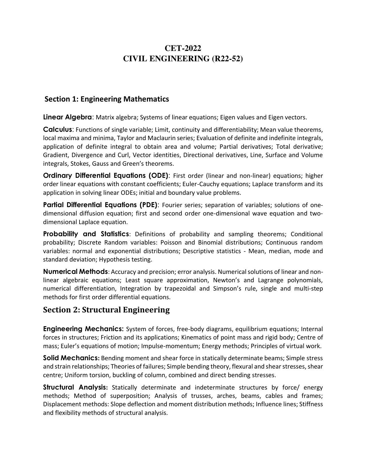 AP RCET Civil Engineering Syllabus - Page 1