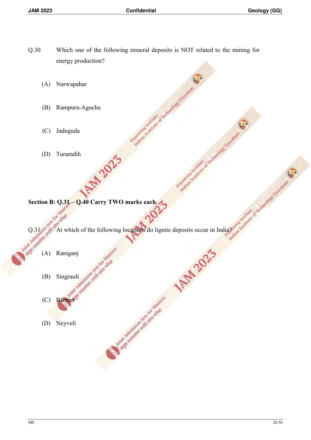 JAM 2023: GG Question Paper - Page 18