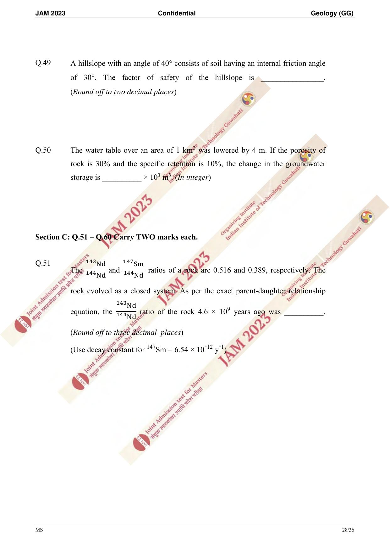 JAM 2023: GG Question Paper - Page 26
