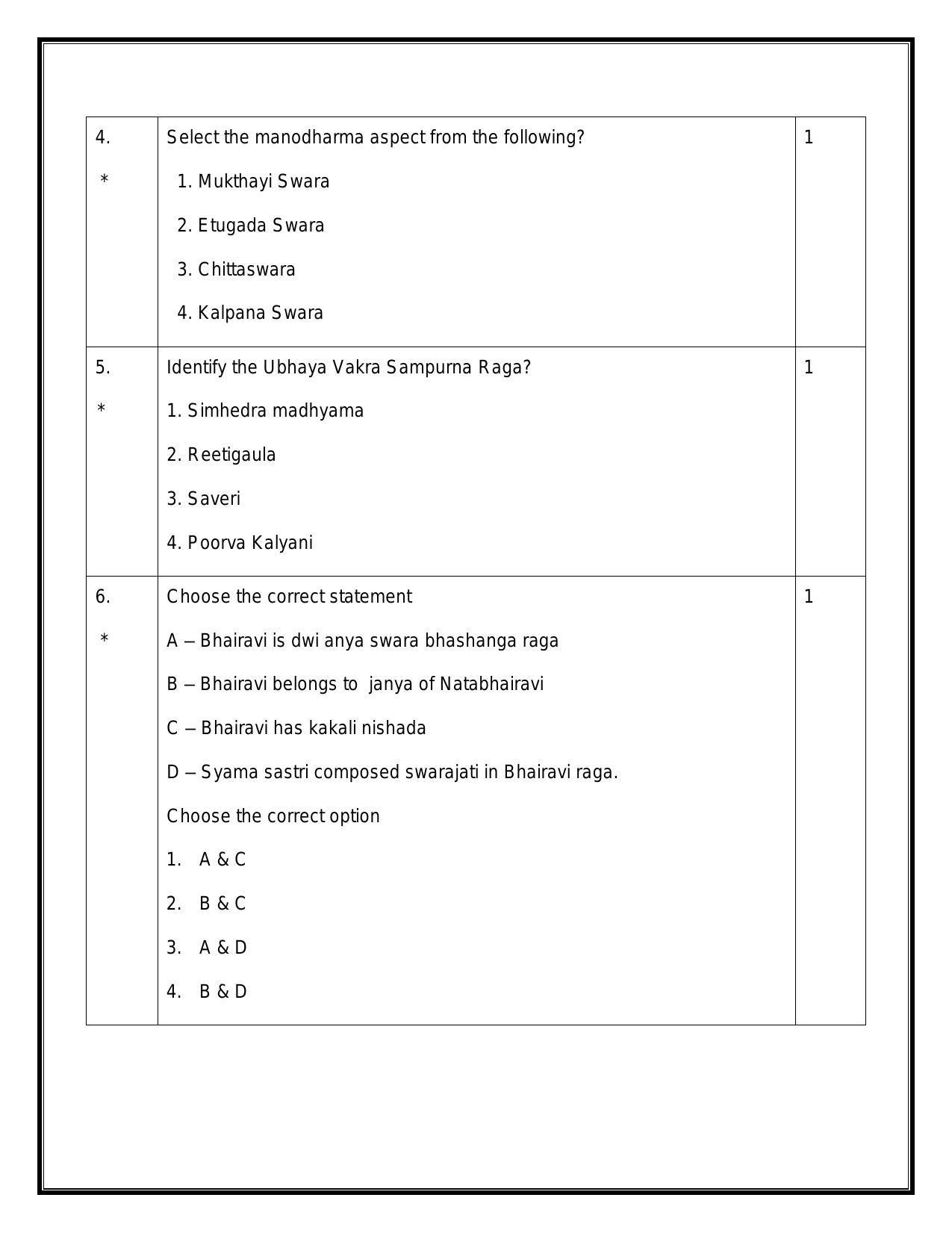 CBSE Class 12 Carnatic Melodic Sample Paper 2024 - Page 2
