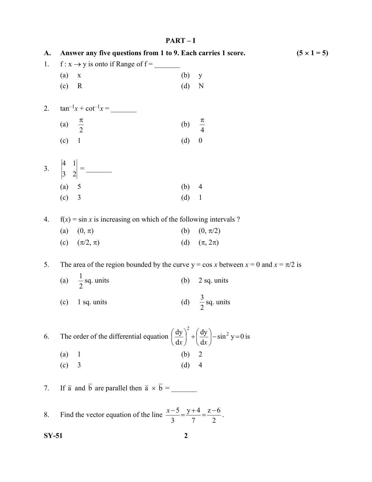 Kerala Plus Two Question Paper 2022 - Maths Commerce - Page 2