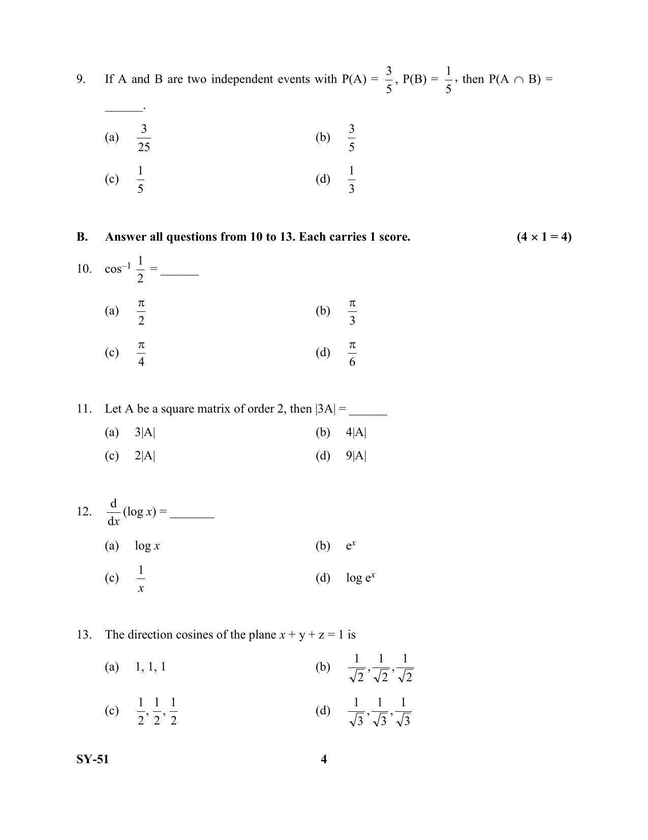 Kerala Plus Two Question Paper 2022 - Maths Commerce - Page 4