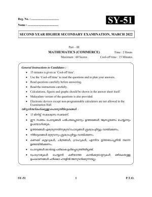 Kerala Plus Two Question Paper 2022 - Maths Commerce