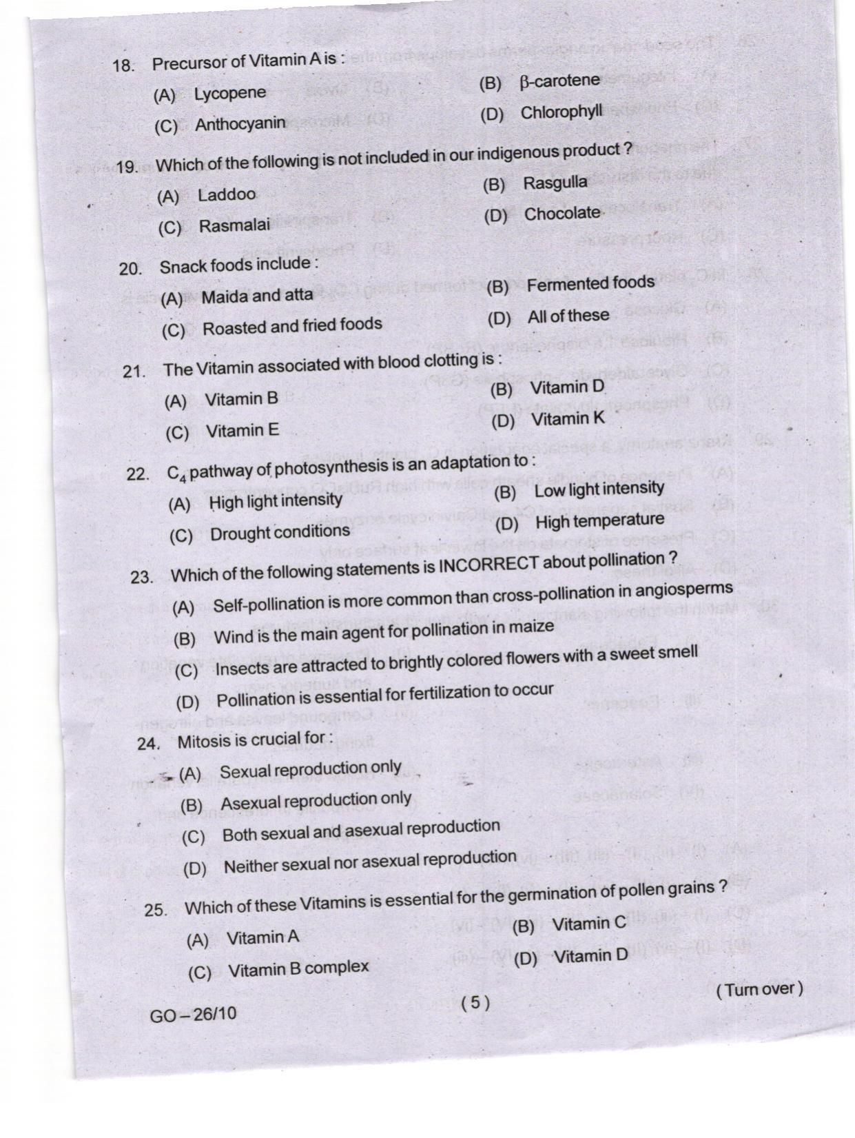 Odisha CPET 2024 FOOD SCIENCE NUTRITION Question Paper - Page 5
