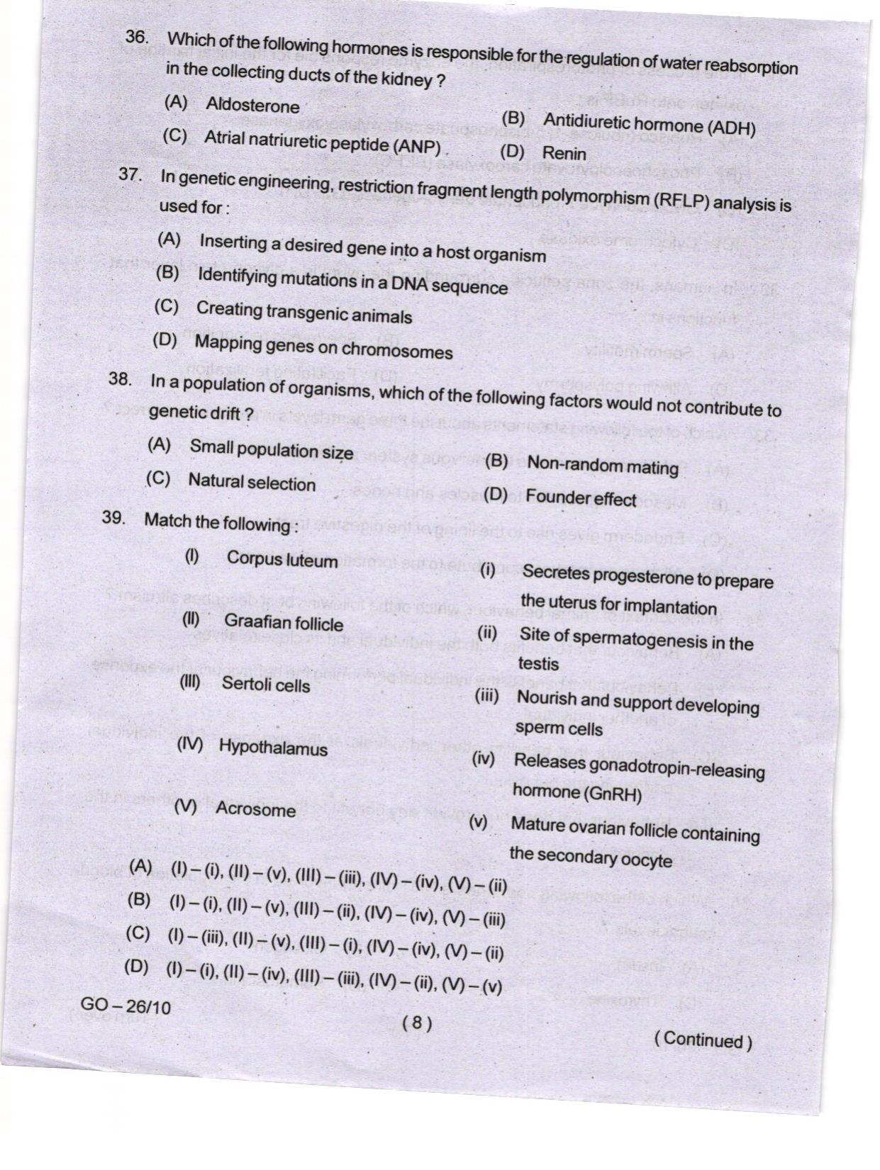 Odisha CPET 2024 FOOD SCIENCE NUTRITION Question Paper - Page 8