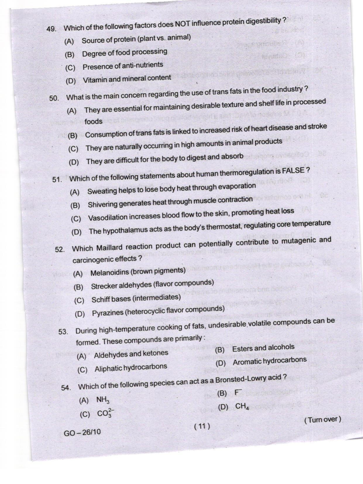 Odisha CPET 2024 FOOD SCIENCE NUTRITION Question Paper - Page 11