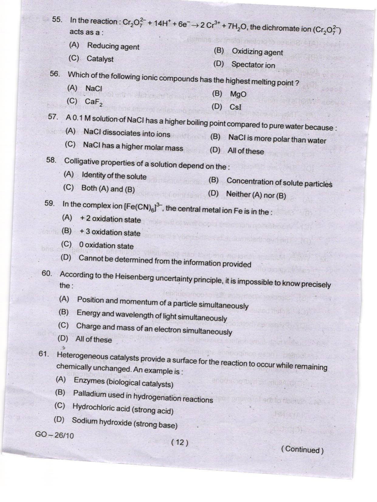 Odisha CPET 2024 FOOD SCIENCE NUTRITION Question Paper - Page 12
