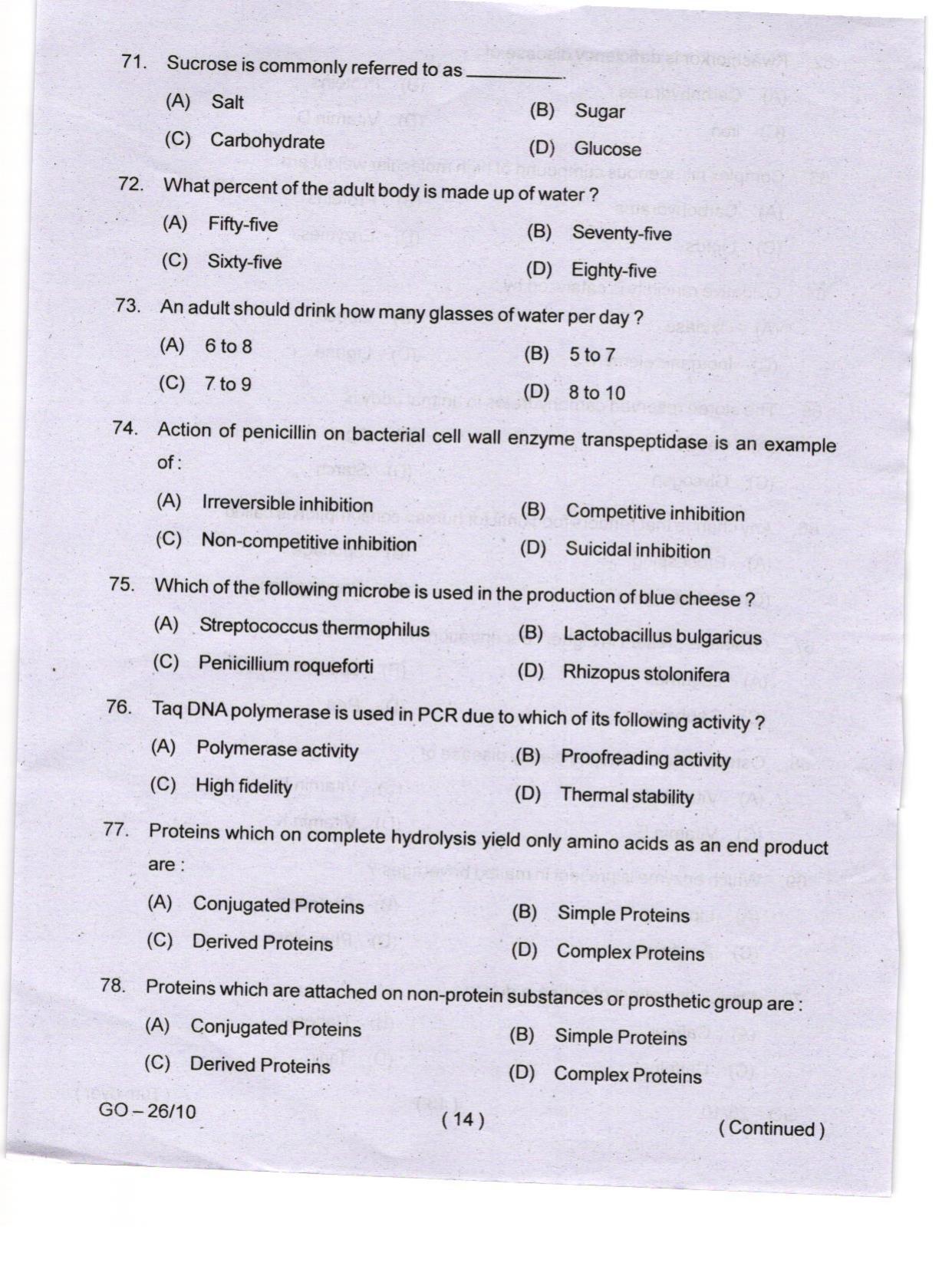 Odisha CPET 2024 FOOD SCIENCE NUTRITION Question Paper - Page 14