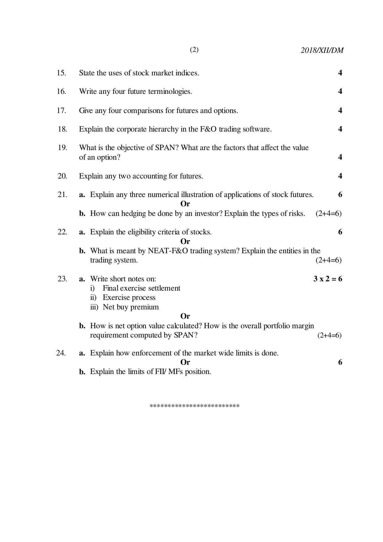Nagaland Board Class 12 DERIVATIVE MARKETS 2018 Question Papers - Page 2