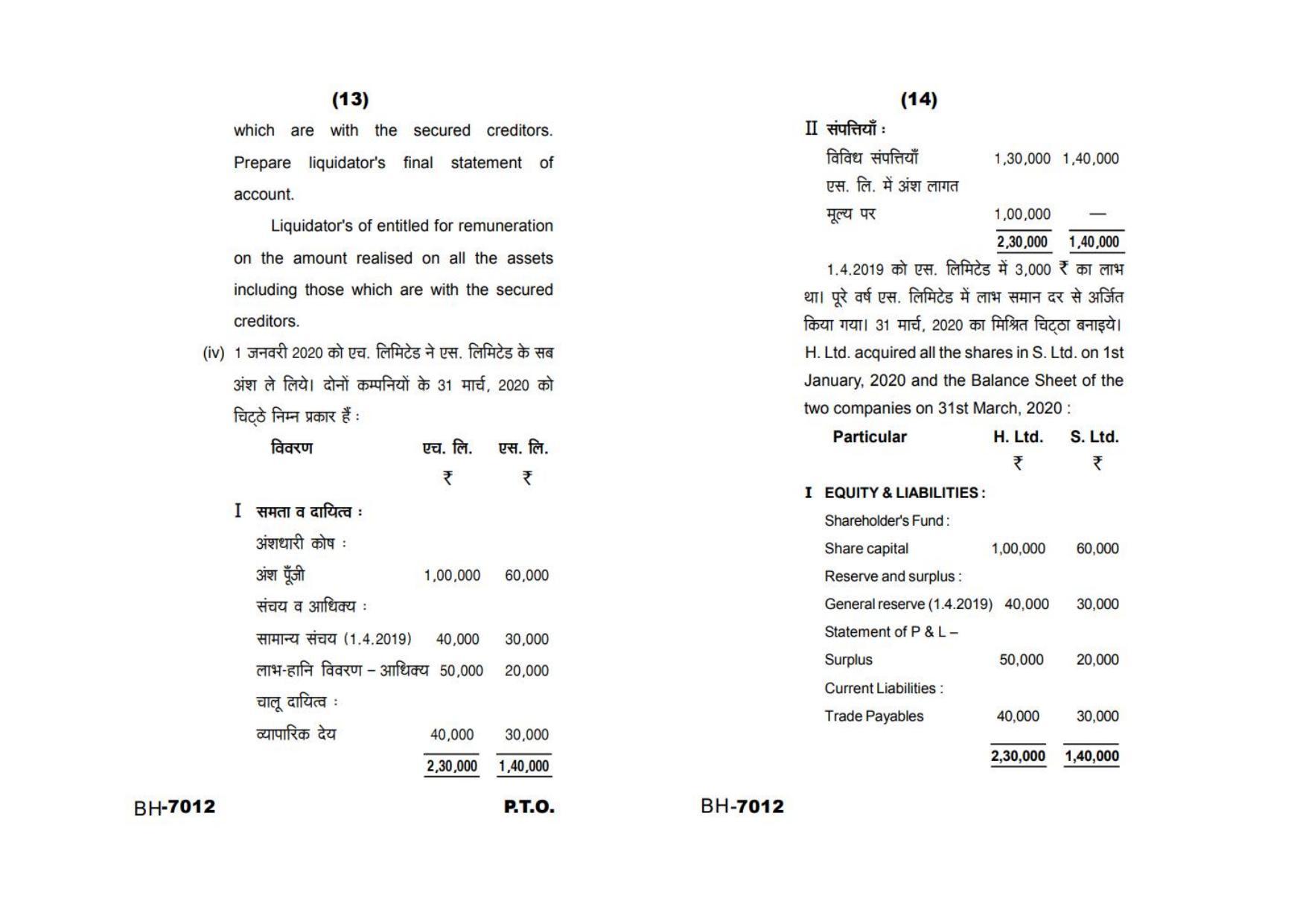 Sarguja University Question Paper - 2022 : M.Com(First Sem.)Advanced Accounting Paper 1 - Page 7
