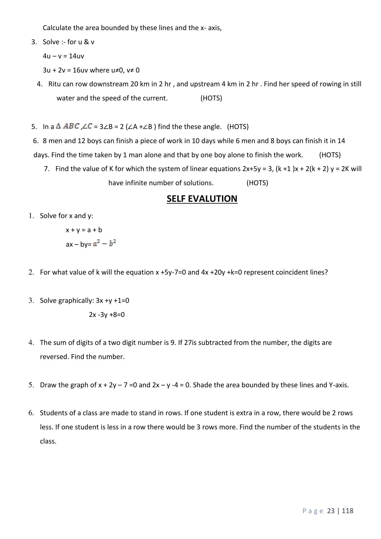 CBSE Worksheets for Class 10 Maths Linear Equations Assignment 9 - Page 4