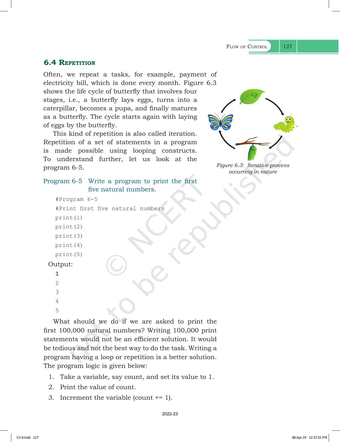 NCERT Book for Class 11 Computer Science Chapter 6 Flow of Control - Page 7