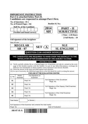 Odisha Class 10 English Part - II (Subjective) 2014 Question Paper with Answer Key