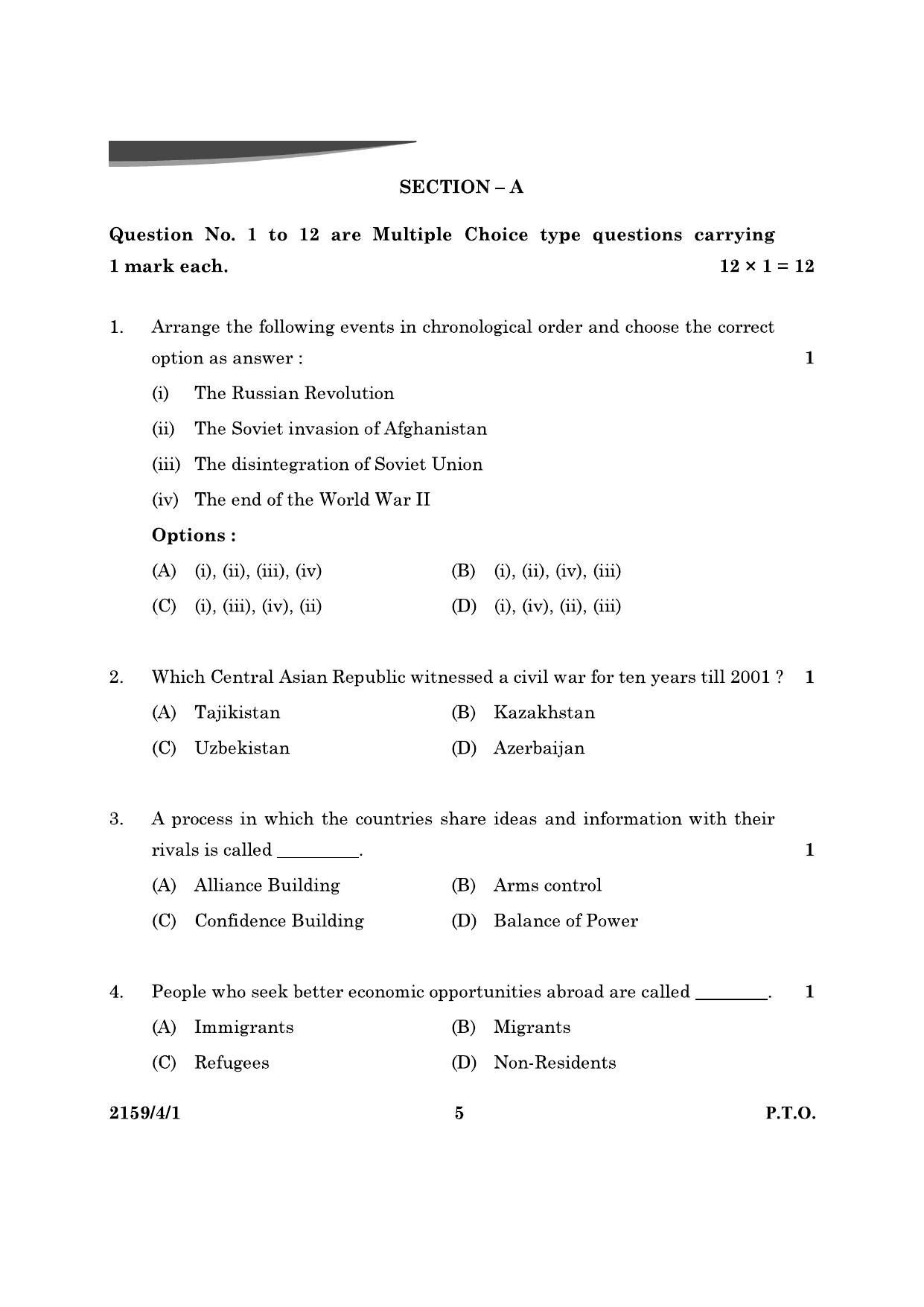 CBSE Class 12 59-4-1 Poltical Science 2024 Question Paper - Page 5