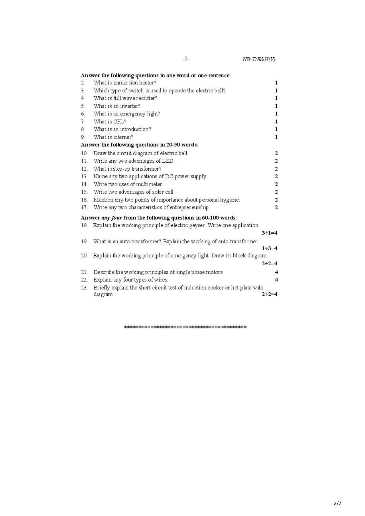 Nagaland Board Class 10 electronics and hardware 2021 Question Paper - Page 2