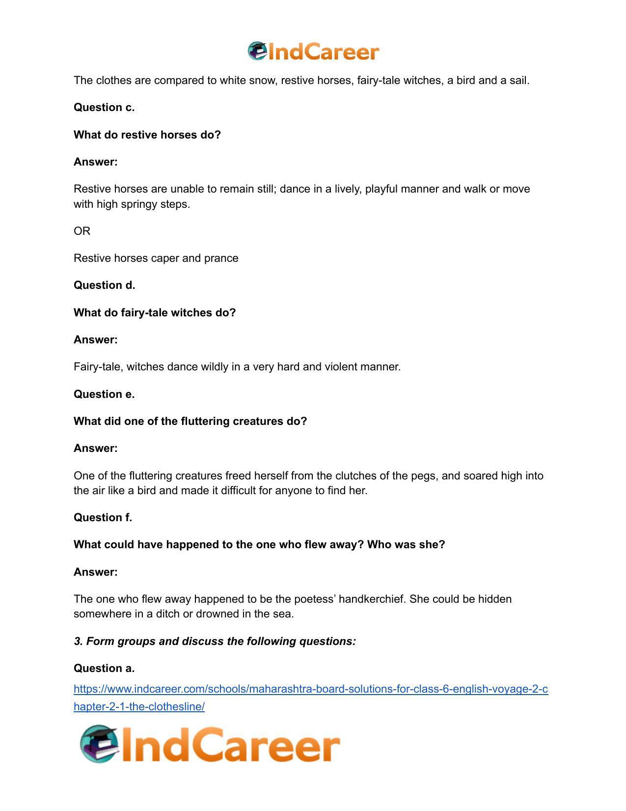 Maharashtra Board Solutions for Class 6- English (Voyage 2): Chapter 2.1- The Clothesline - Page 3