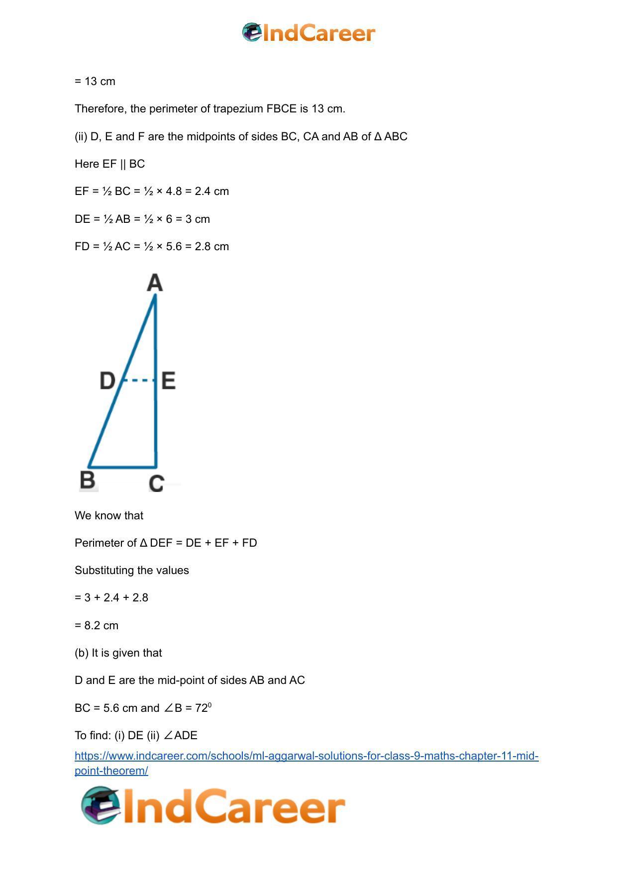 ML Aggarwal Solutions for Class 9 Maths Chapter 11- Mid Point Theorem - Page 5