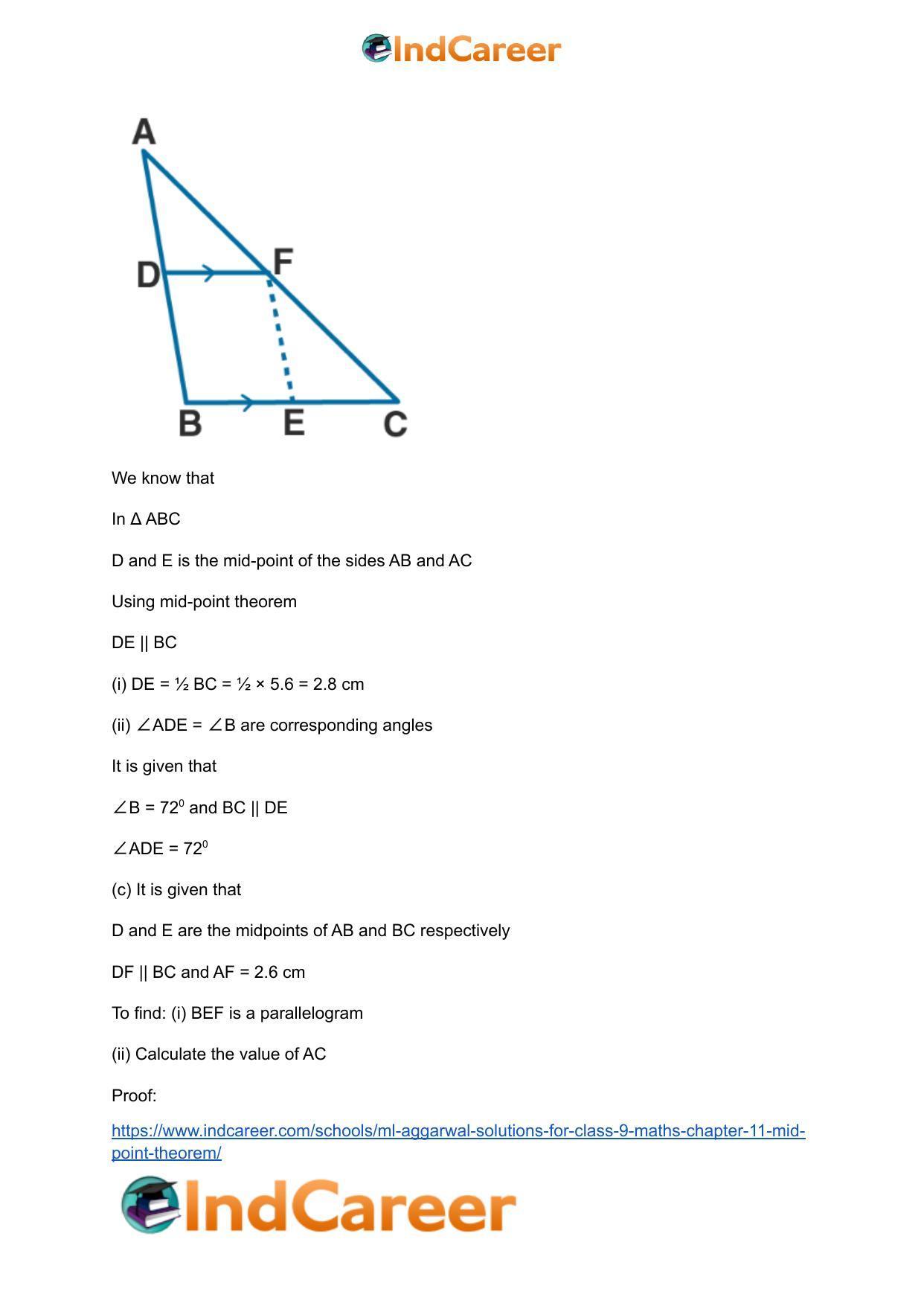 ML Aggarwal Solutions for Class 9 Maths Chapter 11- Mid Point Theorem - Page 6