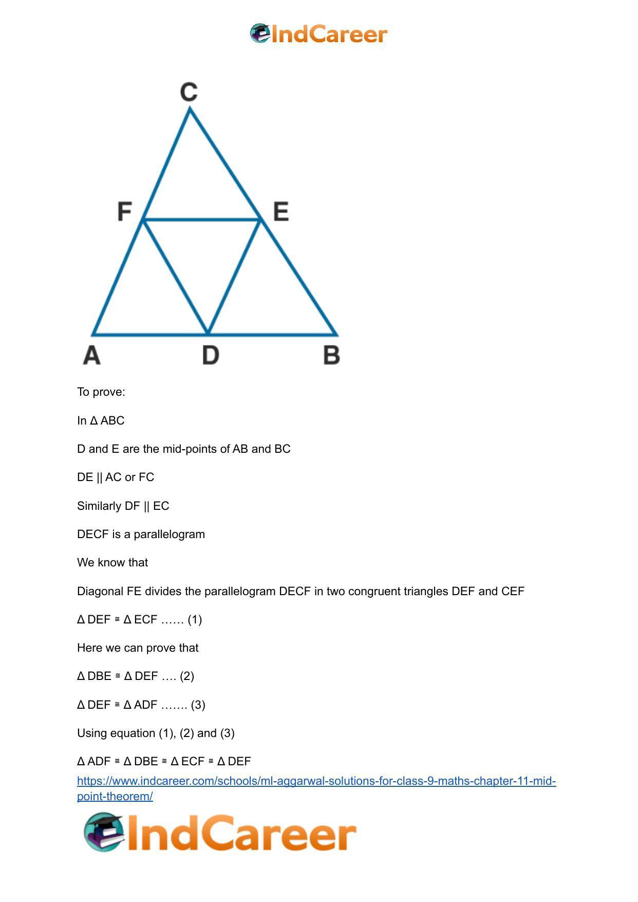 ML Aggarwal Solutions for Class 9 Maths Chapter 11- Mid Point Theorem - Page 8