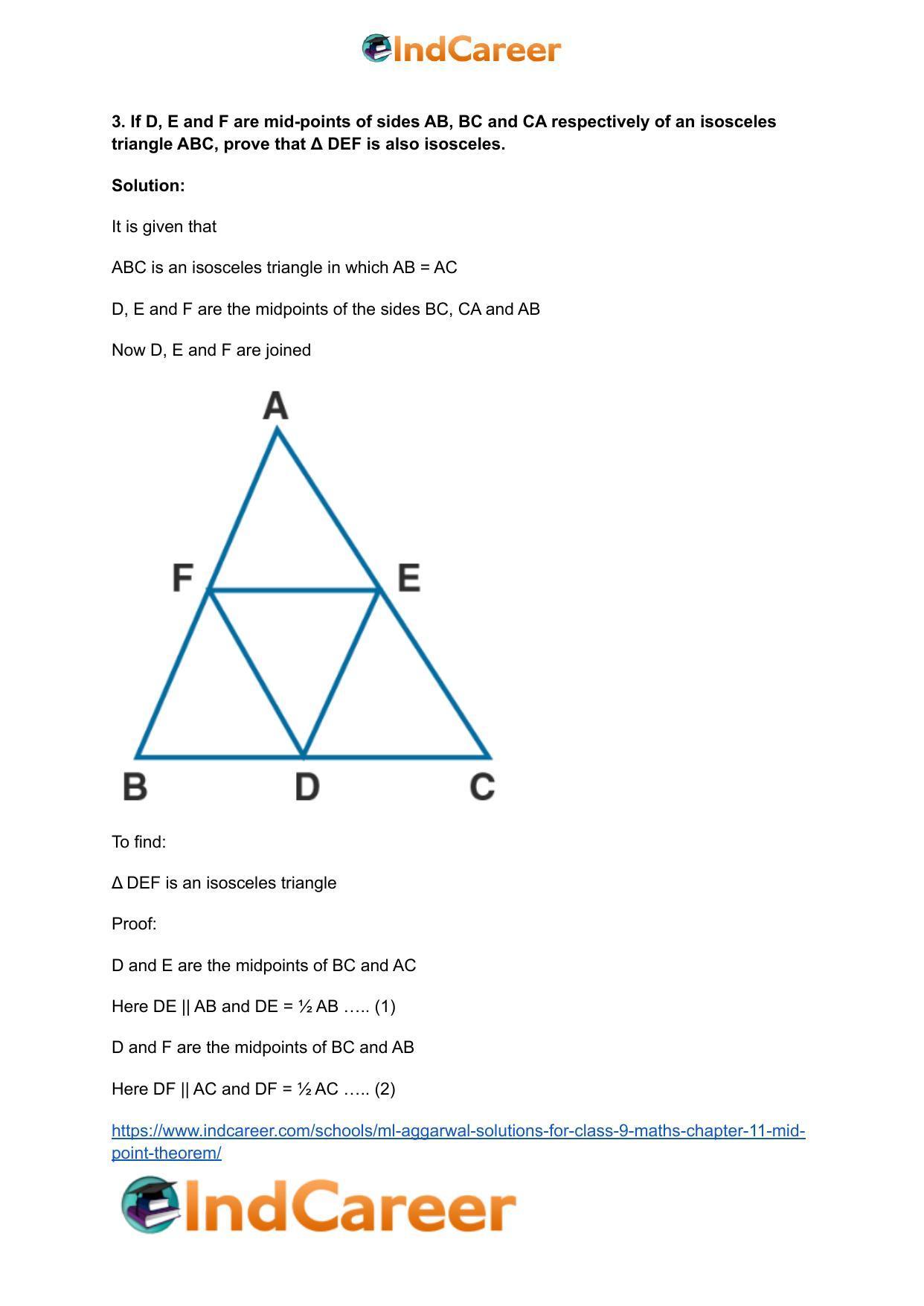 ML Aggarwal Solutions for Class 9 Maths Chapter 11- Mid Point Theorem - Page 9