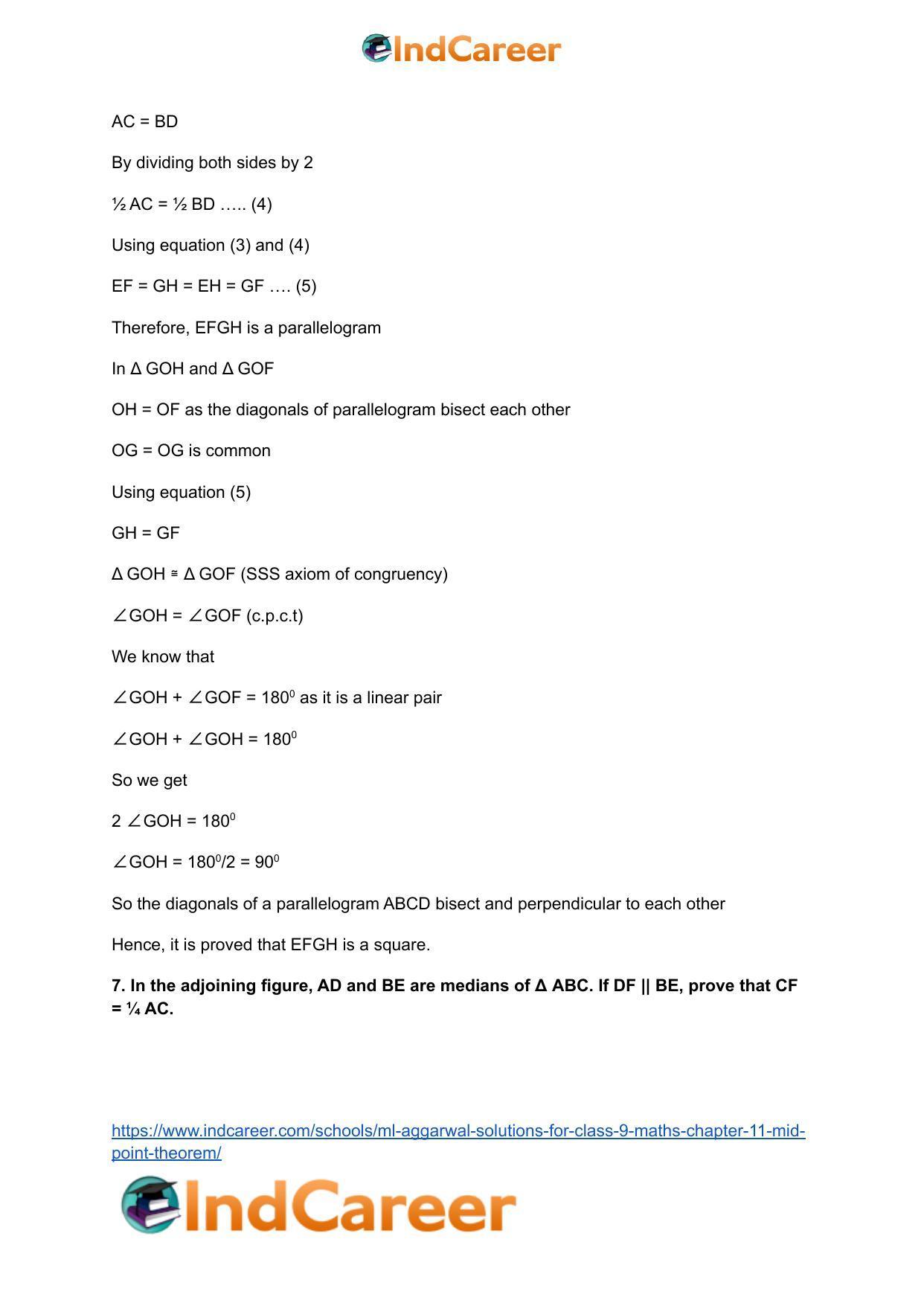 ML Aggarwal Solutions for Class 9 Maths Chapter 11- Mid Point Theorem - Page 14