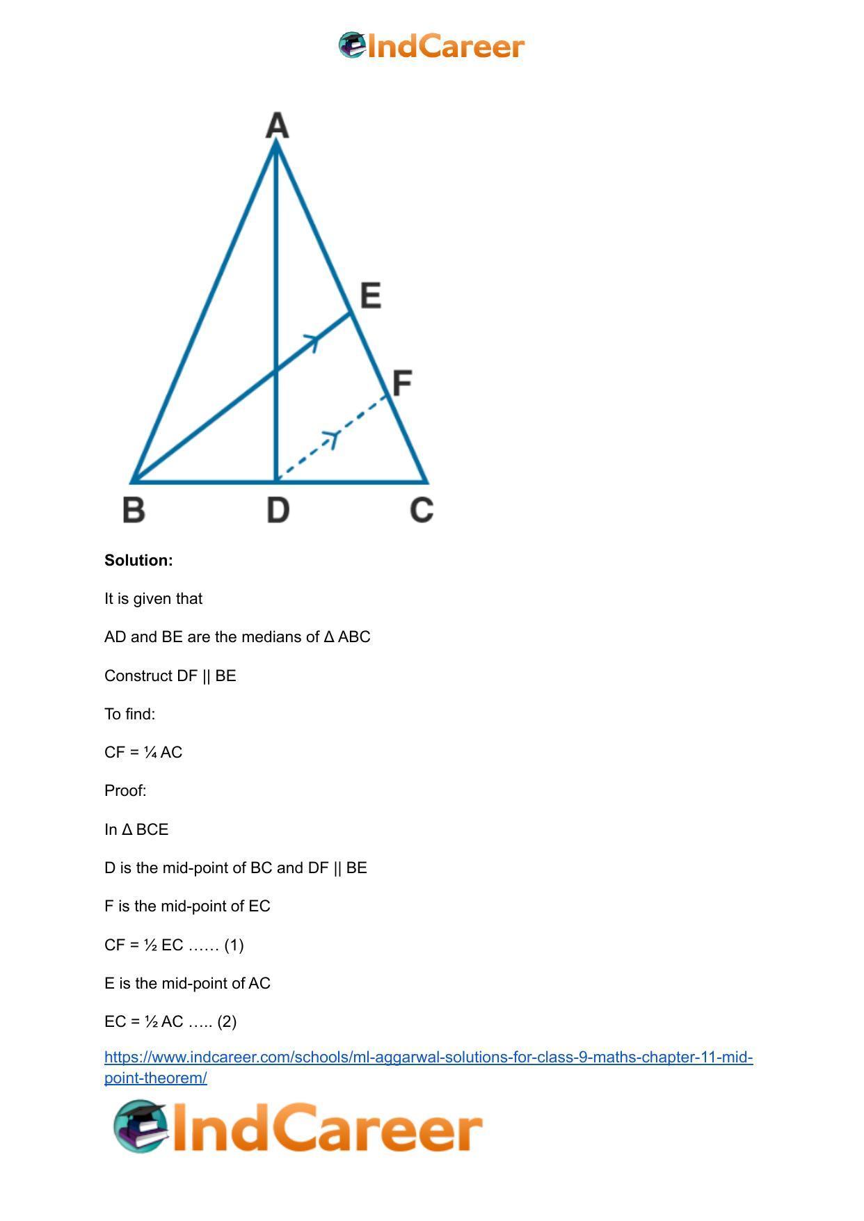 ML Aggarwal Solutions for Class 9 Maths Chapter 11- Mid Point Theorem - Page 15