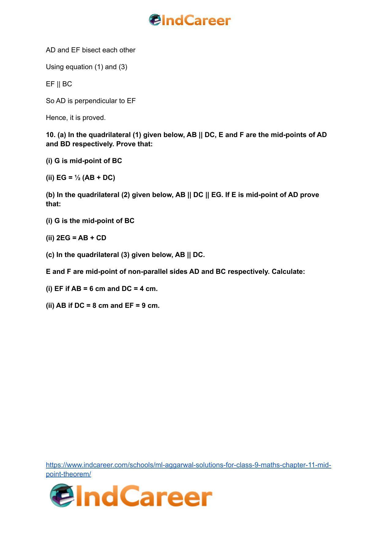 ML Aggarwal Solutions for Class 9 Maths Chapter 11- Mid Point Theorem - Page 20