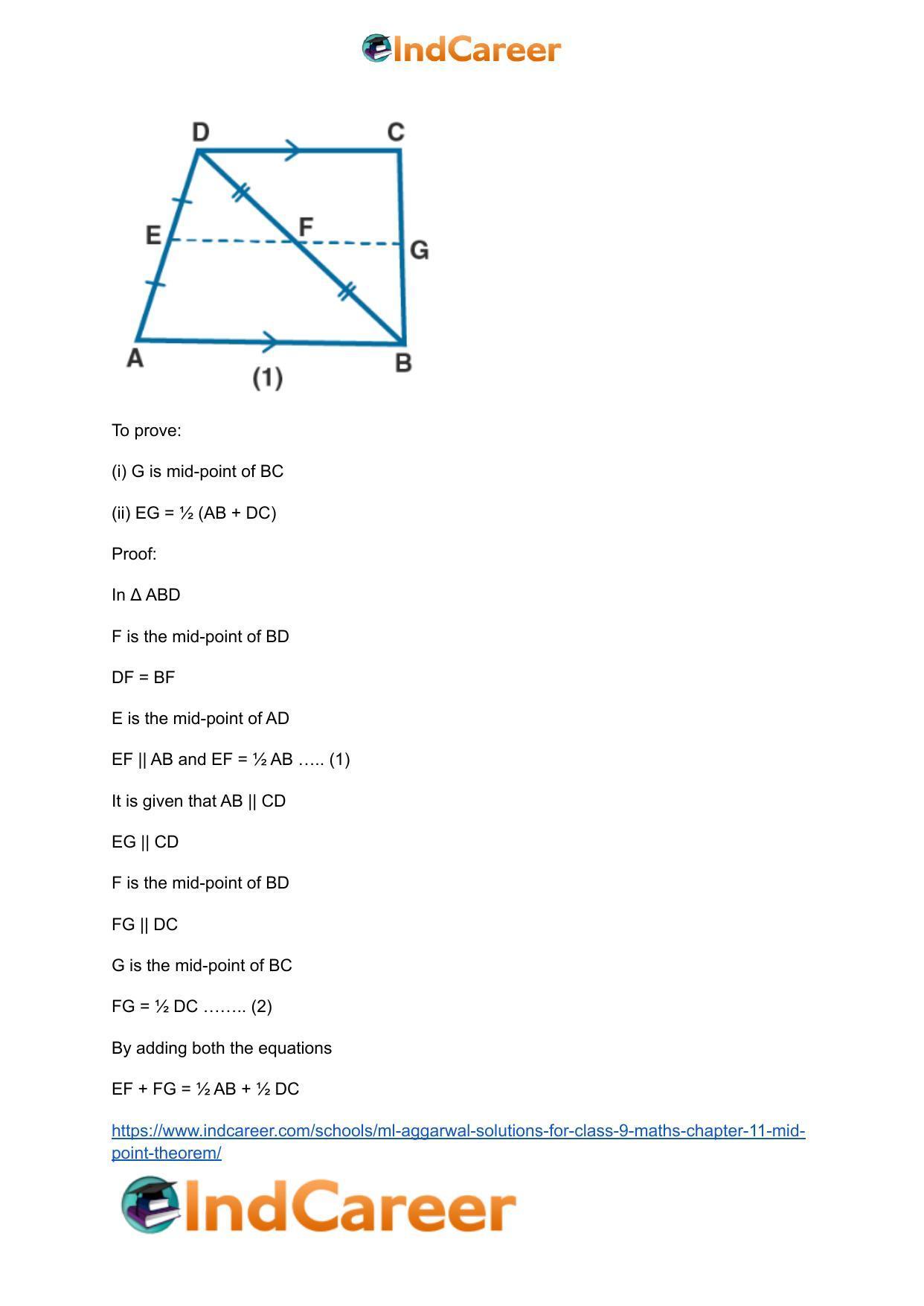 ML Aggarwal Solutions for Class 9 Maths Chapter 11- Mid Point Theorem - Page 22