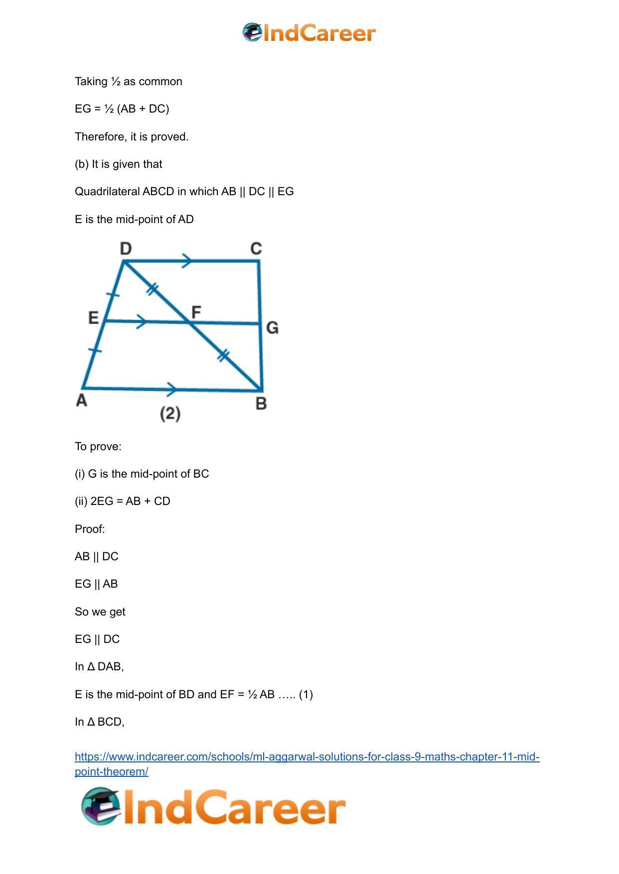 ML Aggarwal Solutions for Class 9 Maths Chapter 11- Mid Point Theorem - Page 23
