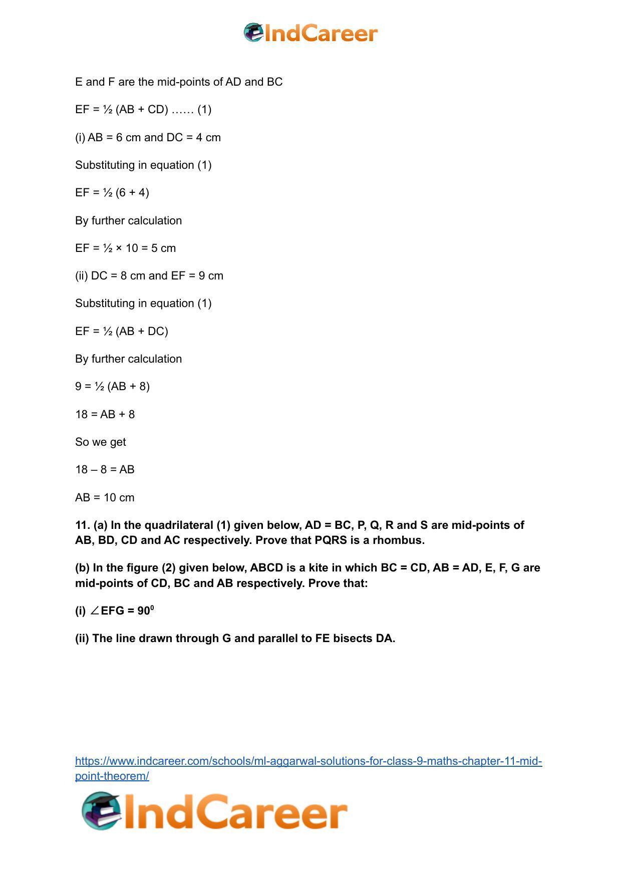 ML Aggarwal Solutions for Class 9 Maths Chapter 11- Mid Point Theorem - Page 25