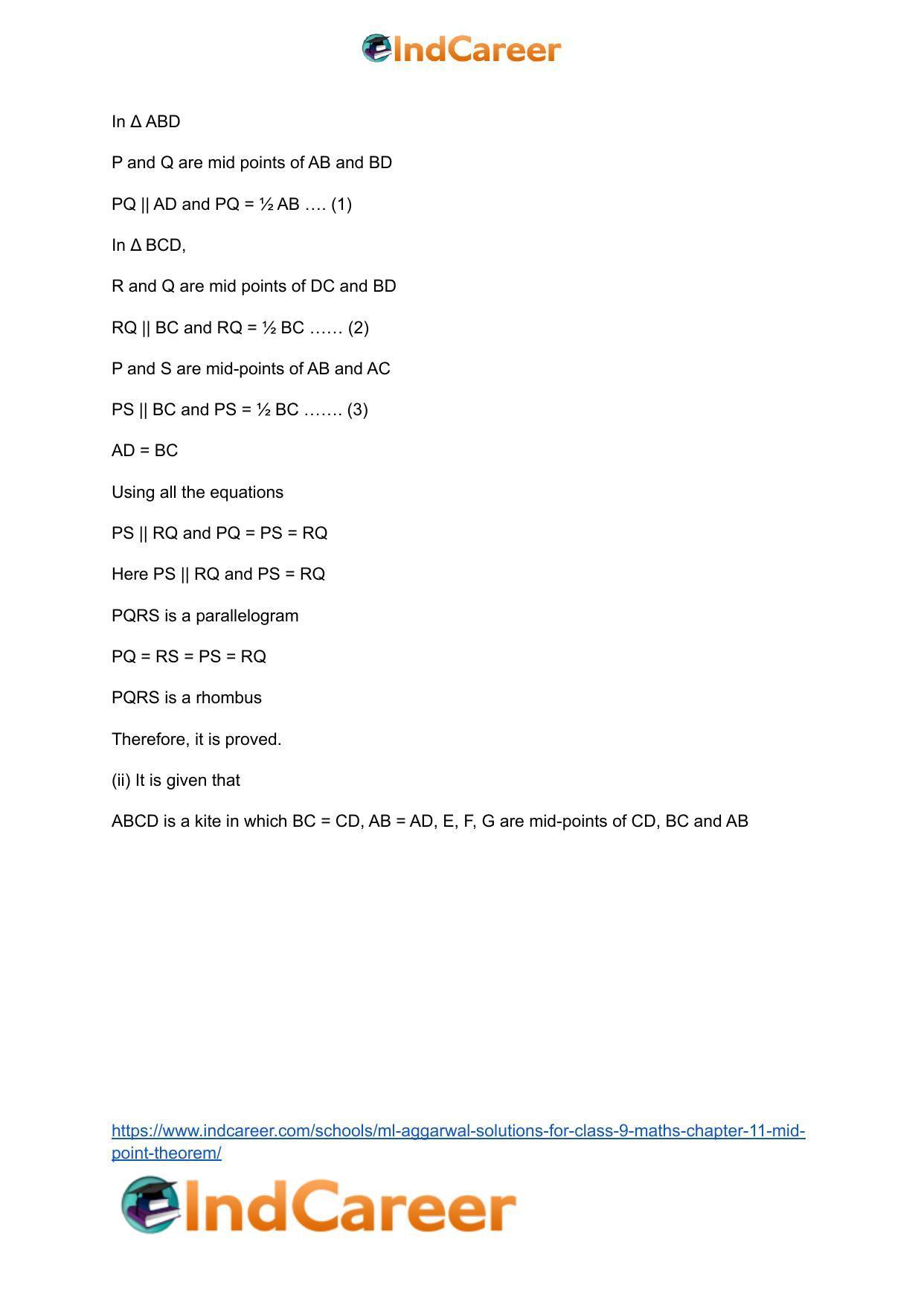 ML Aggarwal Solutions for Class 9 Maths Chapter 11- Mid Point Theorem - Page 27