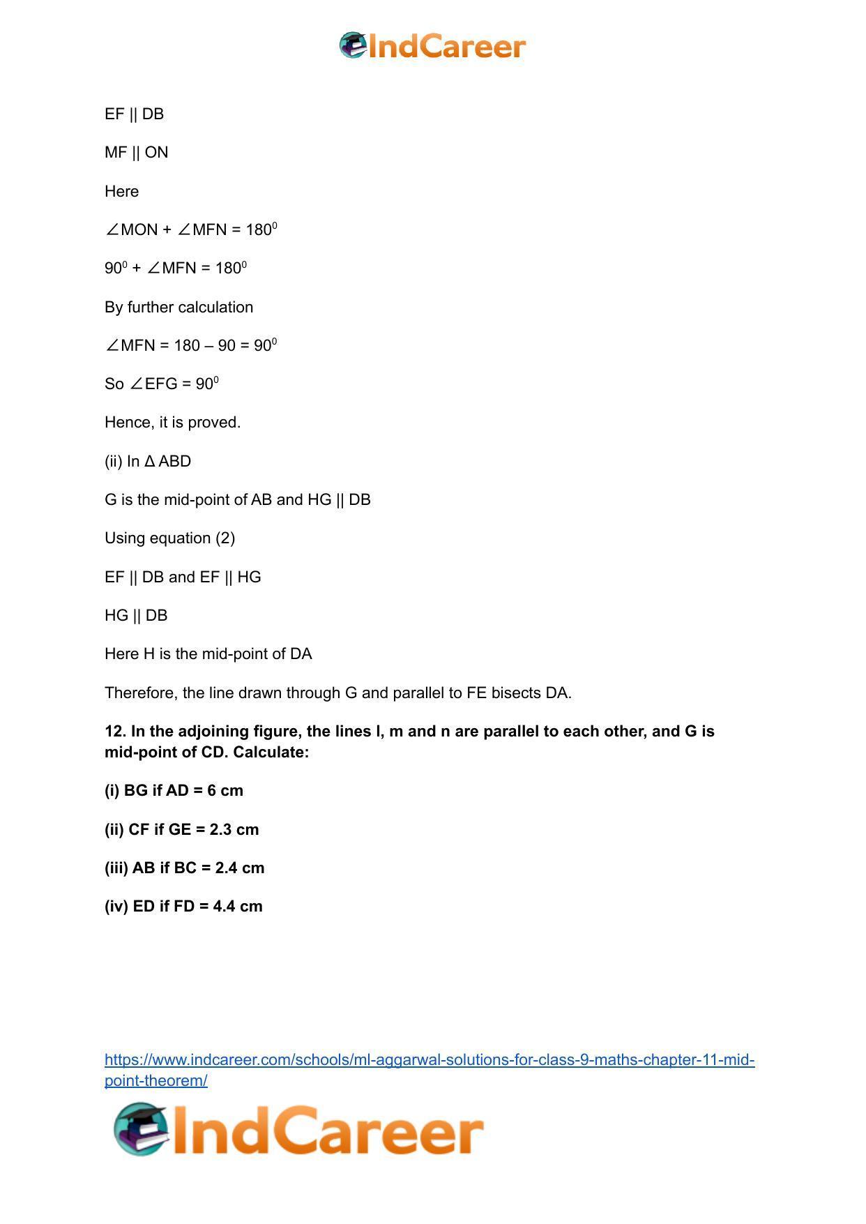 ML Aggarwal Solutions for Class 9 Maths Chapter 11- Mid Point Theorem - Page 29