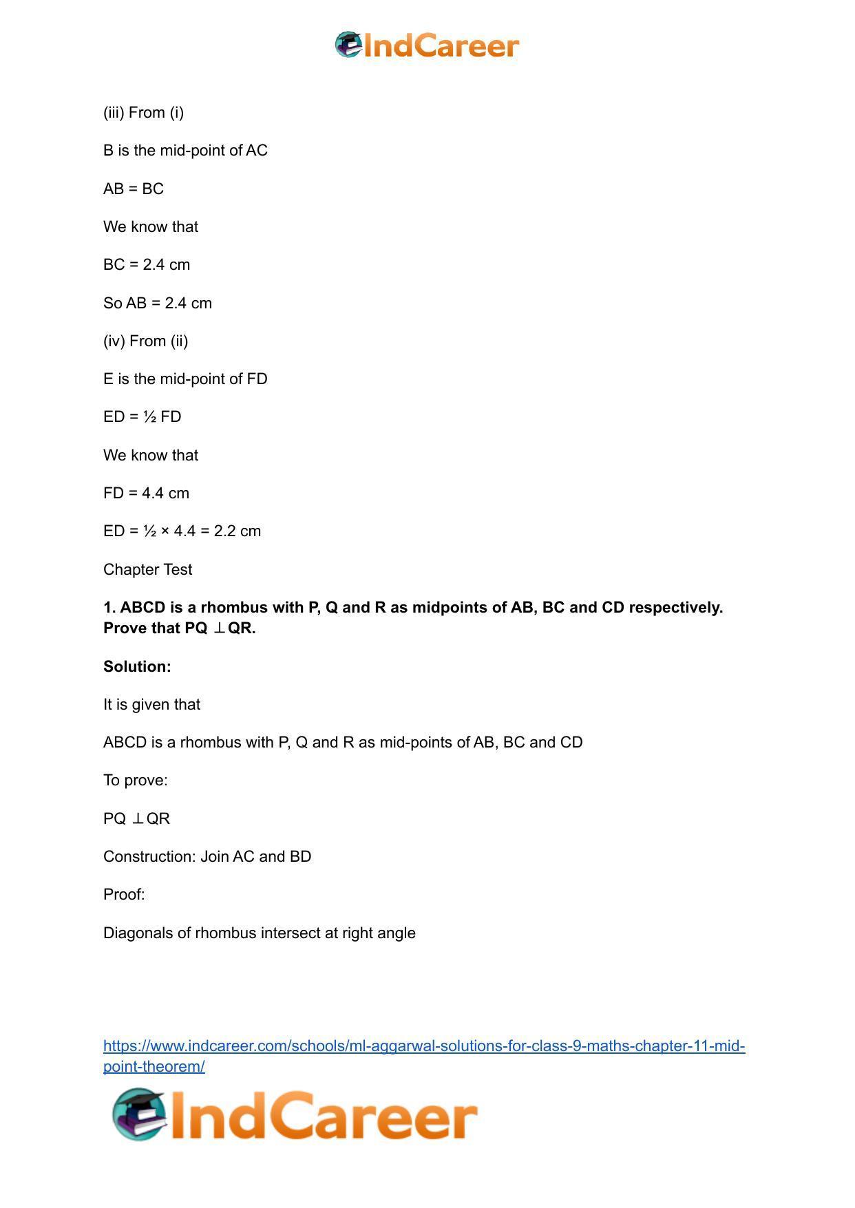 ML Aggarwal Solutions for Class 9 Maths Chapter 11- Mid Point Theorem - Page 32