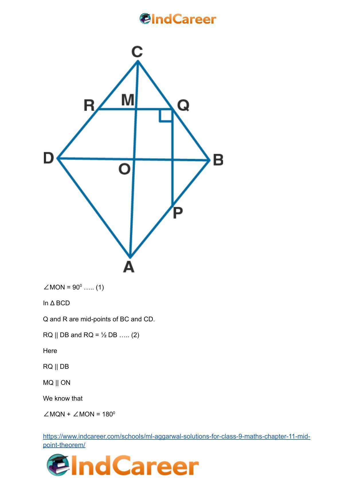 ML Aggarwal Solutions for Class 9 Maths Chapter 11- Mid Point Theorem - Page 33