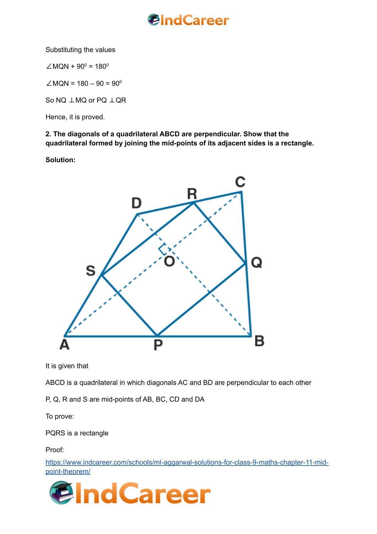 ML Aggarwal Solutions for Class 9 Maths Chapter 11- Mid Point Theorem - Page 34