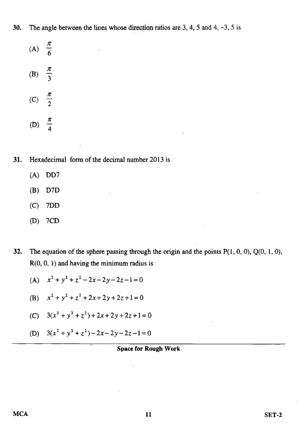 OJEE 2013 MCA Set 2 Question Paper IndCareer Docs