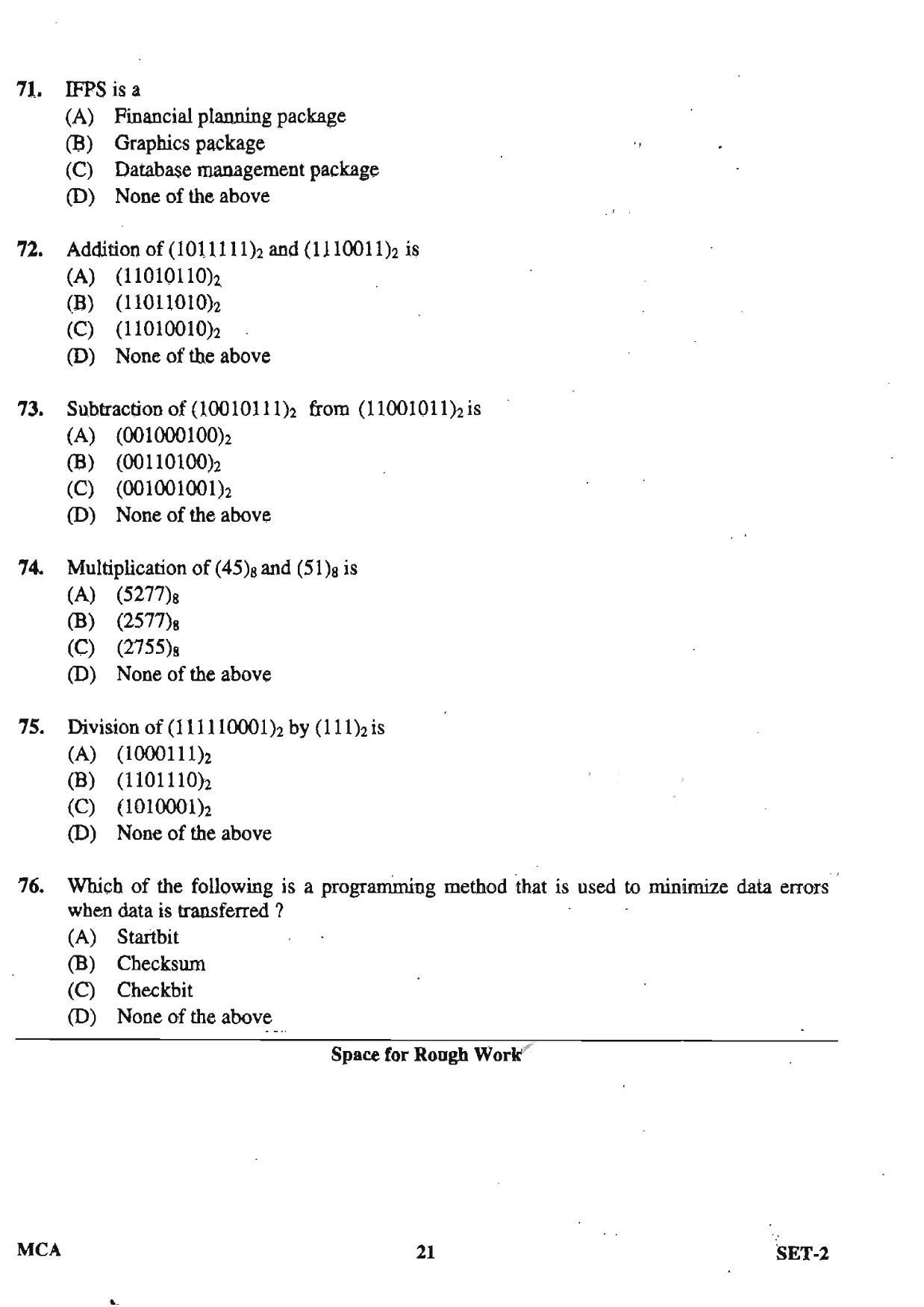 OJEE 2013 MCA Set 2 Question Paper - Page 19
